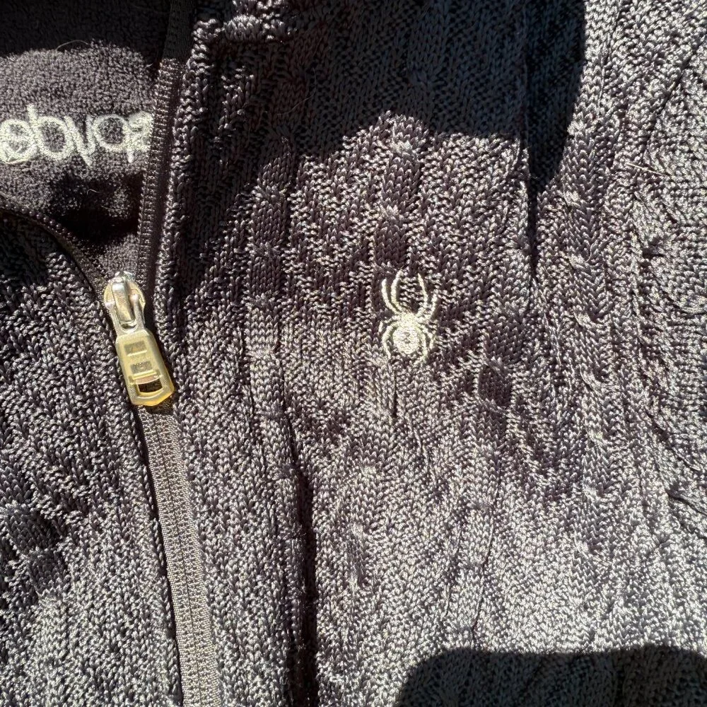 Women's Spyder Black Cable Stryke Knit Jacket - Picture 4 of 8